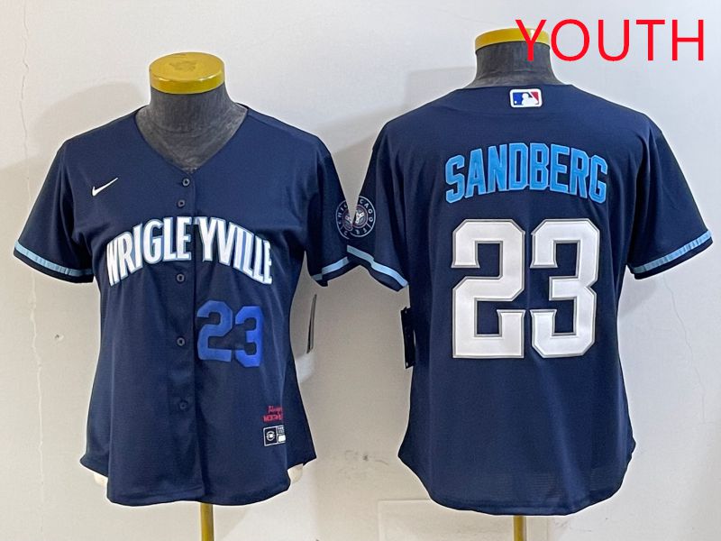 Youth Chicago Cubs #23 Sandberg Blue City Edition Game 2025 Nike MLB Jersey style 5